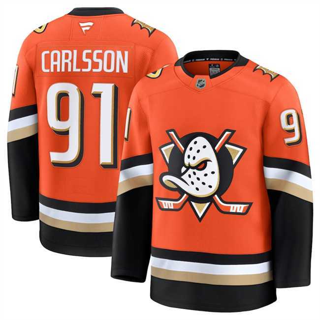 Mens Anaheim Ducks #91 Leo Carlsson Orange 2026 Home Stitched Jersey Dzhi->->