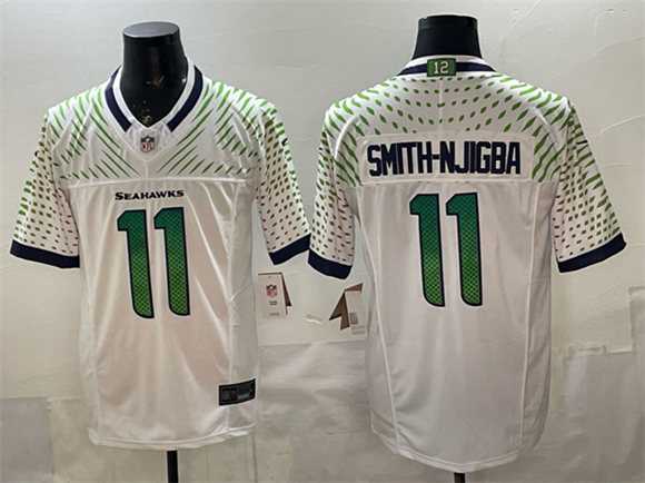 Mens Seattle Seahawks #11 Jaxon Smith-Njigba White 2025 F.U.S.E. Rivalries Vapor Untouchable Limited Stitched Jersey