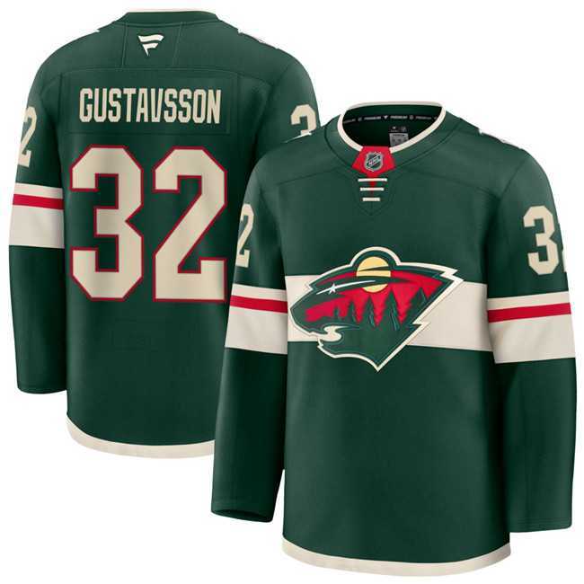 Mens Minnesota Wild #32 Filip Gustavsson Green Home Stitched Jersey Dzhi->->