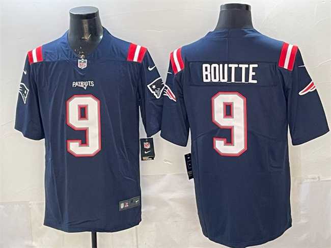 Mens New England Patriots #9 Kayshon Boutte Navy Vapor Limited Stitched Jersey