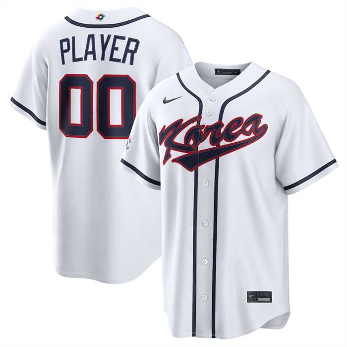 Mens Korea Baseball Active Player Custom White 2026 World Baseball Classic Home Stadium Stitched Jersey