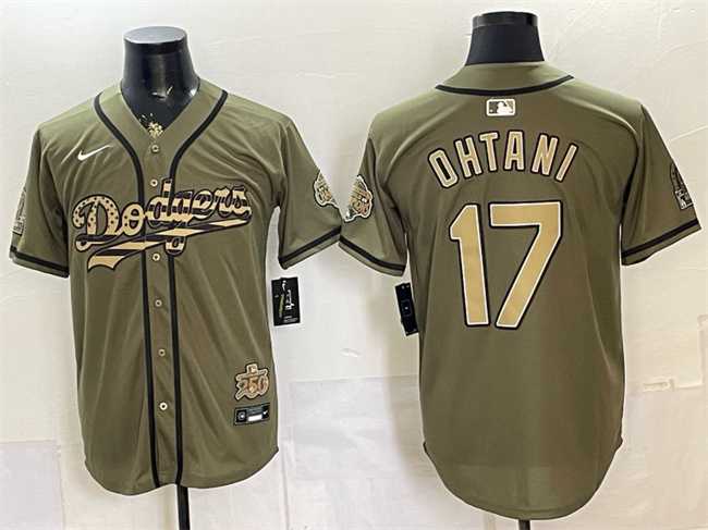 Mens Los Angeles Dodgers #17 Shohei Ohtani Olive 2026 Armed Forces Day Stitched Jersey Dzhi