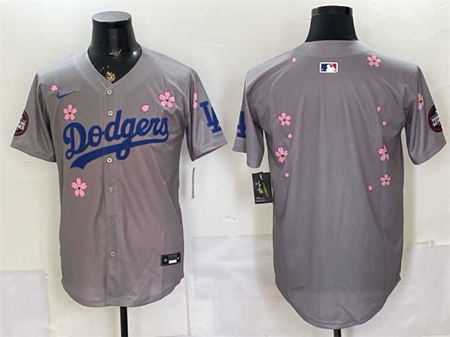 Mens Los Angeles Dodgers Blank Grey 2025 Tokyo Series Limited Stitched Jersey