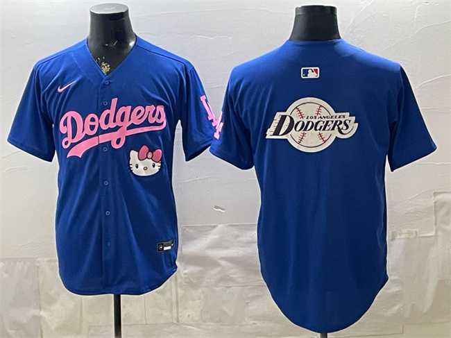 Mens Los Angeles Dodgers Team Big Logo Royal Hello Kitty Night Stitched Jersey Dzhi