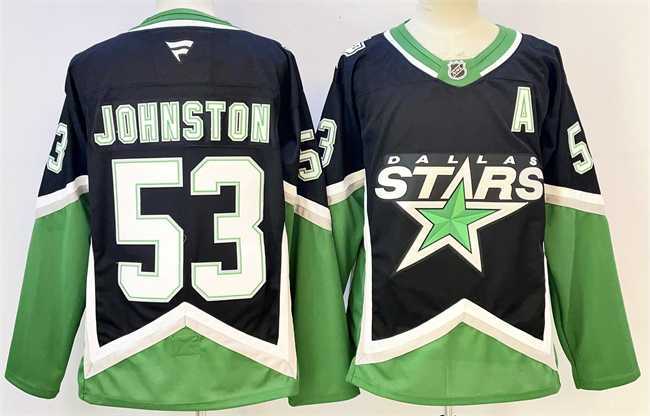 Mens Dallas Stars #53 Wyatt Johnston Black 2025-26 With A Patch Alternate Stitched Jersey->->