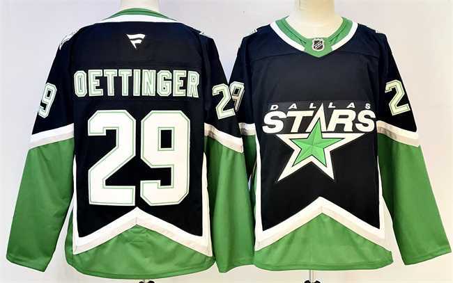 Mens Dallas Stars #29 Jake Oettinger Black 2025-26 Alternate Stitched Jersey->->