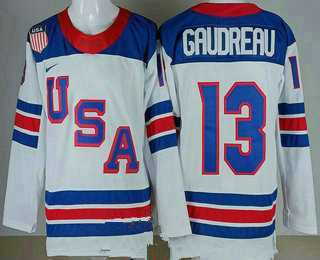 Mens USA #13 Johnny Gaudreau White 2026 olympics Stitched Jersey->->