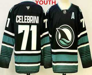 Youth San Jose Sharks #71 macklin celebrini black Stitched Jersey->->