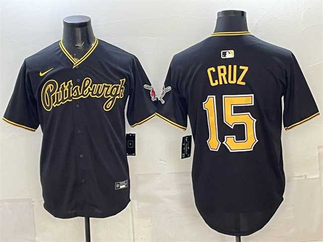 Mens Pittsburgh Pirates #15 Oneil Cruz Black Limited Stitched Jersey->pittsburgh pirates->MLB Jersey