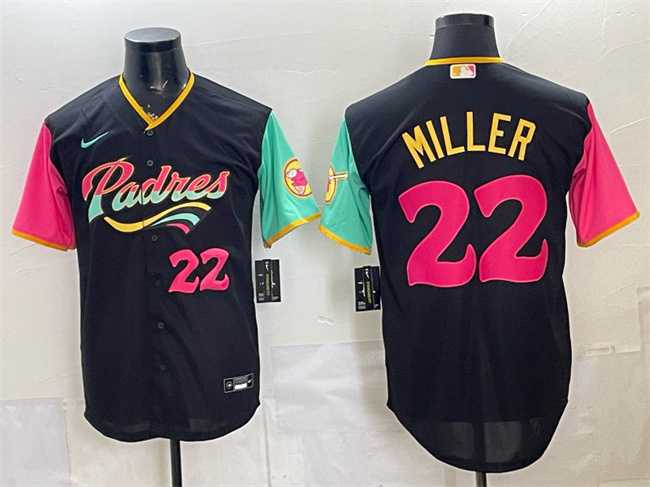Mens San Diego Padres #22 Mason Miller 2022 Black City Connect Cool Base Stitched Jersey