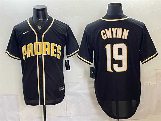 Mens San Diego Padres #19 Tony Gwynn 2026 Fashion Replica Black Out Stitched Jersey