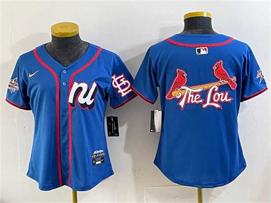 Womens National League St. Louis Cardinals Team Big Logo Blue 2025 All-Star Edition Limited Stitched Jersey(Run Small)
