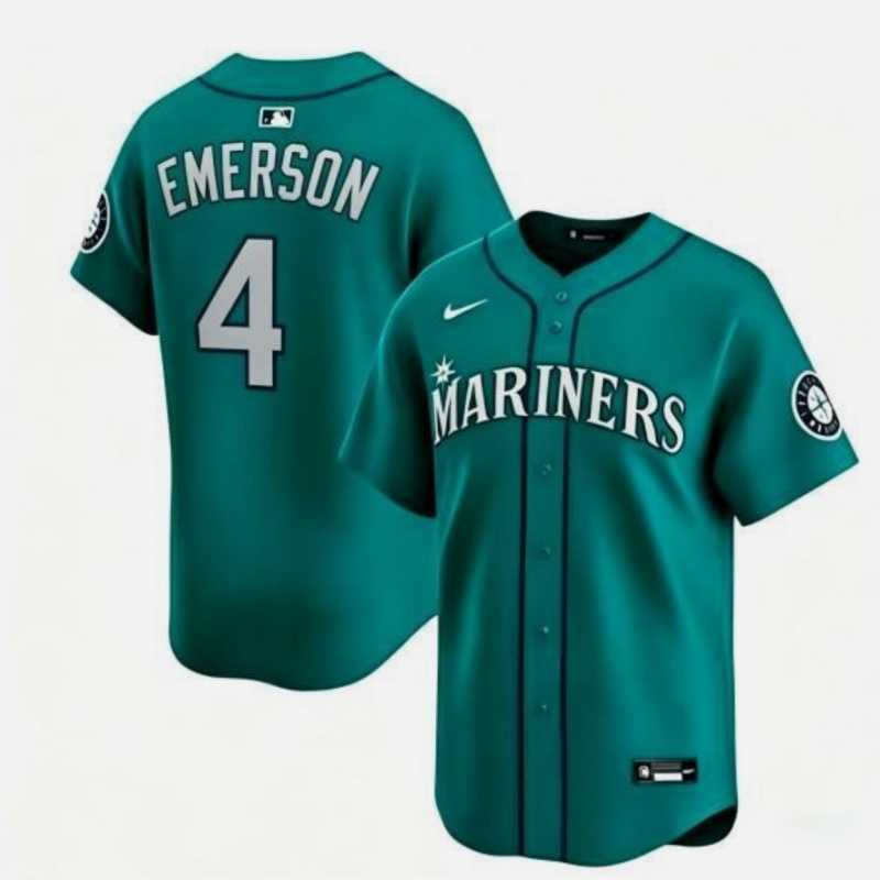 Mens Seattle Mariners #4 Colt Emerson Aqua Limited Stitched jersey Dzhi