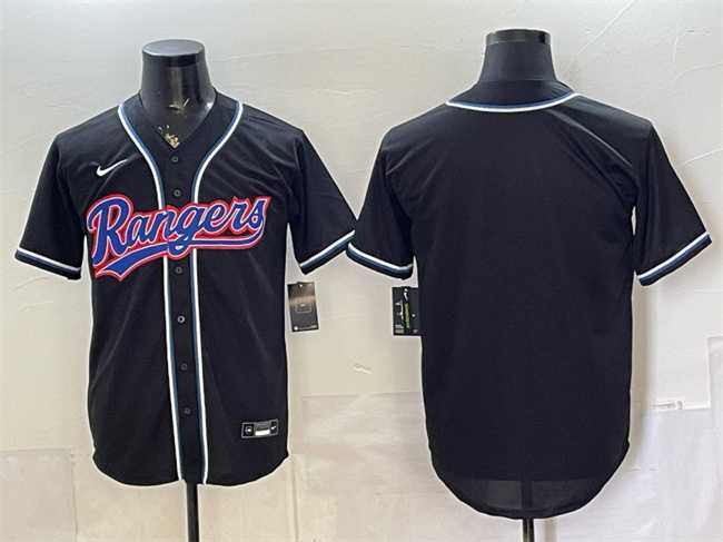 Mens Texas Rangers Blank 2026 Fashion Replica Black Out Stitched Jersey