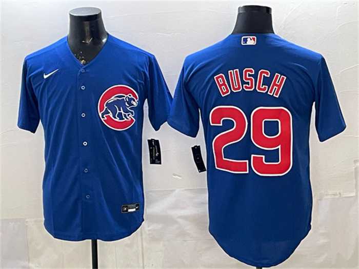 Mens Chicago Cubs #29 Michael Busch Royal Cool Base Stitched Jersey
