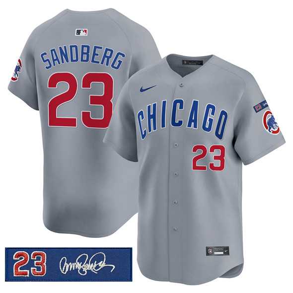 Mens Chicago Cubs #23 Ryne Sandberg Gray Ryne Sandberg Tribute Vapor Limited V3 Stitched Jersey Dzhi