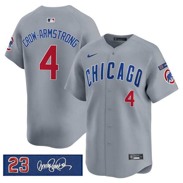 Mens Chicago Cubs #4 Pete Crow-Armstrong Gray Ryne Sandberg Tribute Vapor Limited V3 Stitched Jersey Dzhi