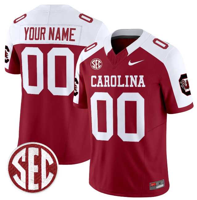 Mens South Carolina Fighting Gamecocks Custom Garnet White 2026 F.U.S.E. Stitched Nike Jersey