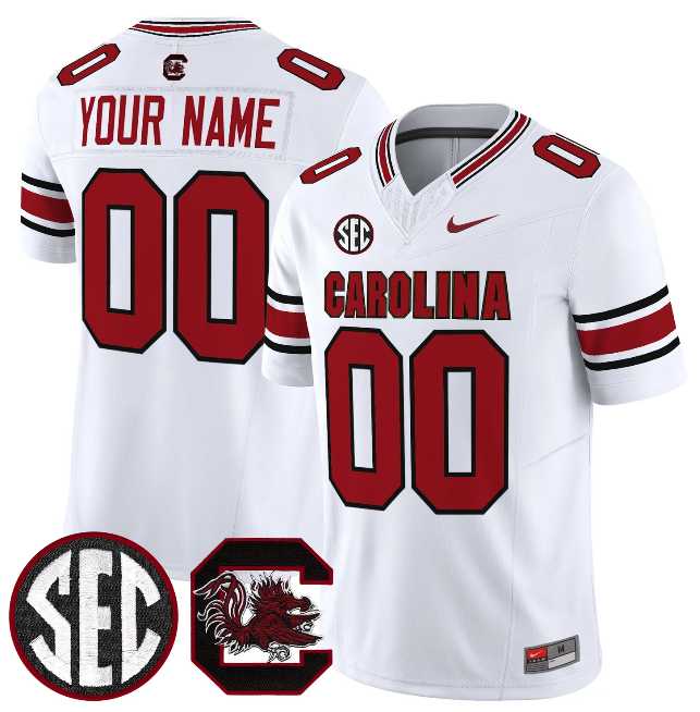 Mens South Carolina Fighting Gamecocks Custom White 2026 F.U.S.E. Stitched Nike Jersey