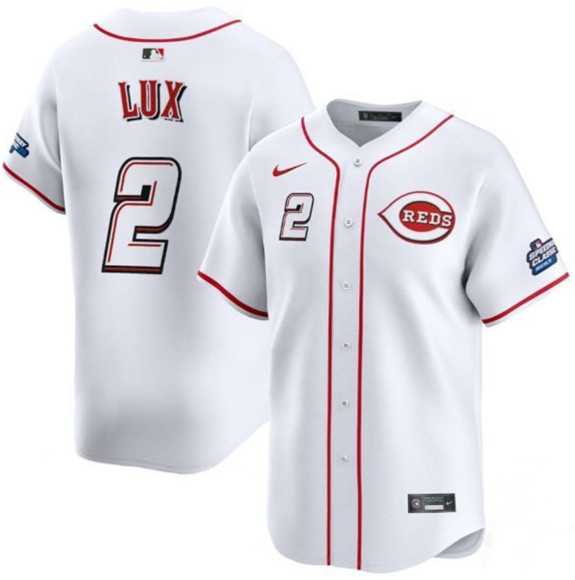 Mens Cincinnati Reds #2 Gavin Lux White 2025 Speedway Classic Home Limited Stitched Jersey Dzhi
