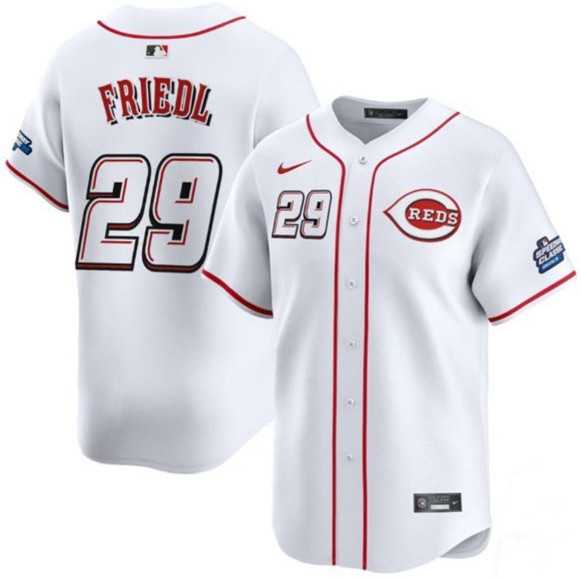 Mens Cincinnati Reds #29 TJ Friedl White 2025 Speedway Classic Home Limited Stitched Jersey Dzhi