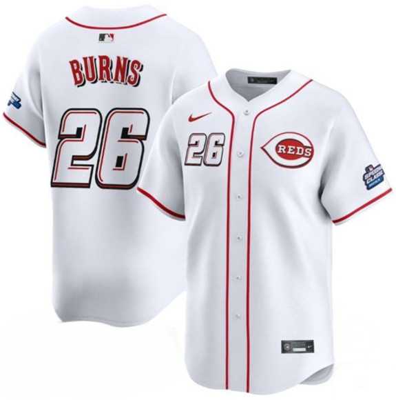 Mens Cincinnati Reds #26 Chase Burns White 2025 Speedway Classic Home Limited Stitched Jersey Dzhi
