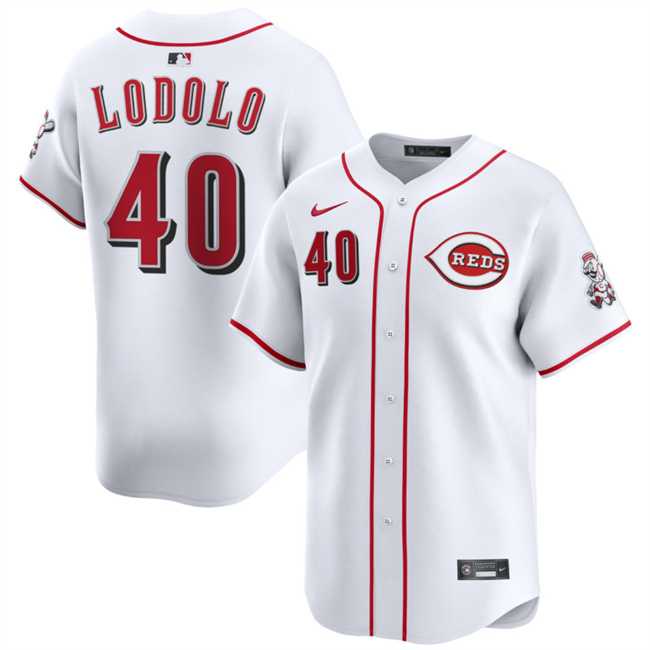 Mens Cincinnati Reds #40 Nick Lodolo White Home Limited Stitched Jersey Dzhi