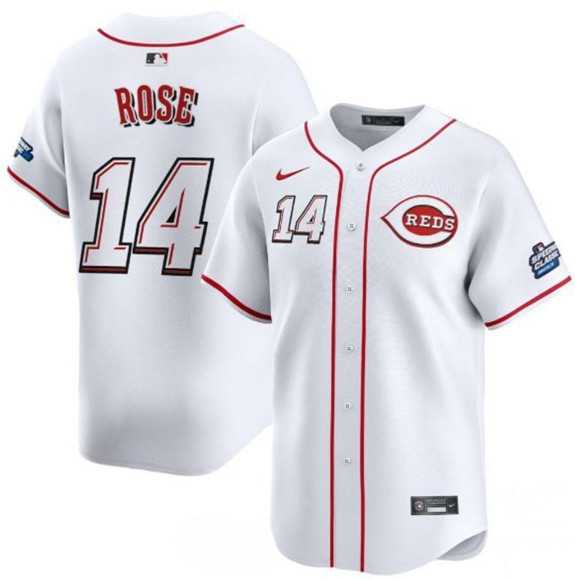 Mens Cincinnati Reds #14 Pete Rose White 2025 Speedway Classic Home Limited Stitched Jersey Dzhi