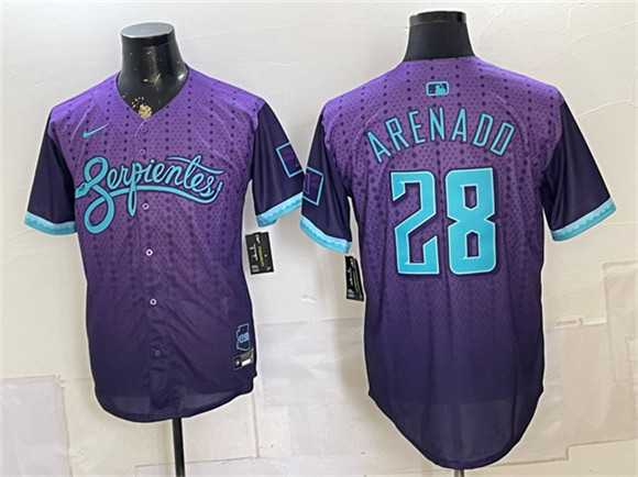 Mens Arizona Diamondbacks #28 Nolan Arenado Purple 2025 City Connect Limited Stitched Jersey Dzhi