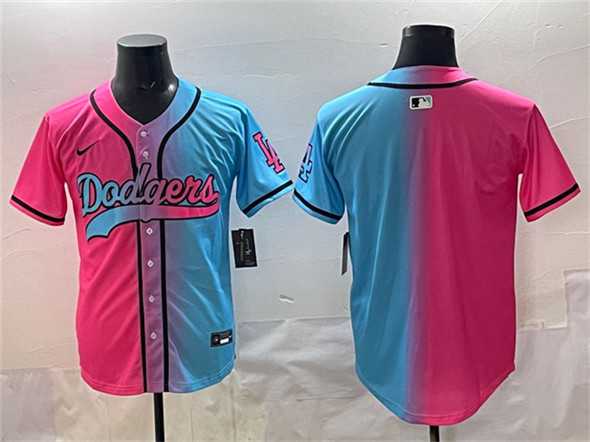 Mens Los Angeles Dodgers Blank Pink Blue Limited Stitched Jersey