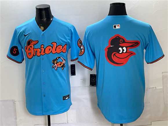 Mens Baltimore Orioles Team Big Logo Blue With Patch Vapor Premier Limited Stitched Jersey Dzhi