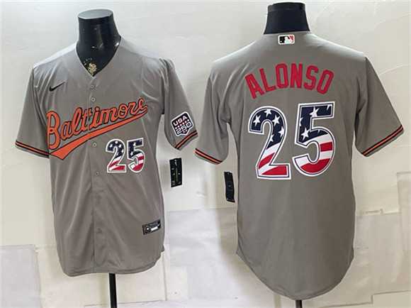 Mens Baltimore Orioles #25 Pete Alonso Gray USA 250 Fourth of July Home Stitched Jersey Dzhi