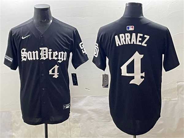 Mens San Diego Padres #4 Luis Arraez Black Gothic Edition Vapor Limited Stitched Jersey