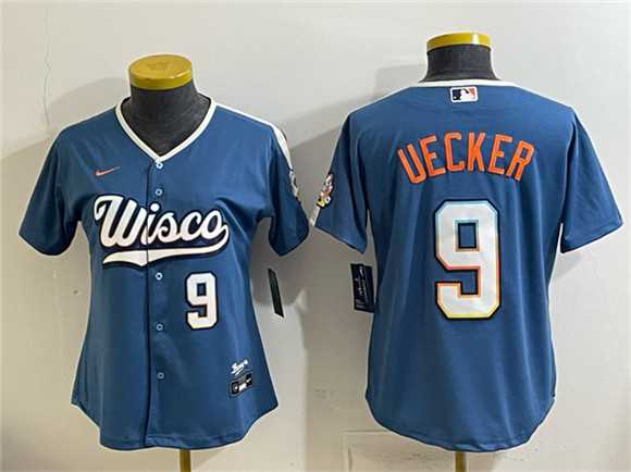 Youth Milwaukee Brewers #9 Bob Uecker Mineral Blue 2026 City Connect Stadium Stitched Jersey