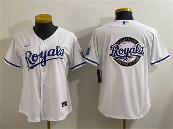 Womens Kansas City Royals Team Big Logo White Cool Base Stitched Jersey