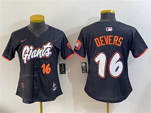 Womens San Francisco Giants #16 Rafael Devers Anthracite 2025 City Connect Limited Stitched Jersey