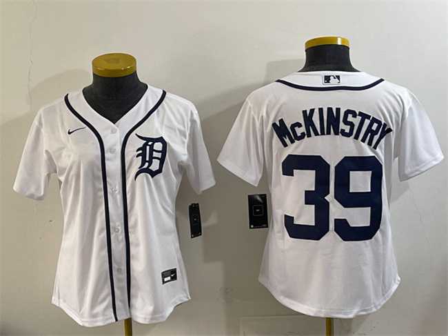 Womens Detroit Tigers #39 Zach McKinstry White Cool Base Stitched Jersey