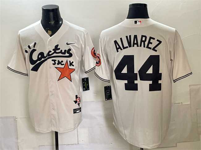 Mens Houston Astros #44 Yordan Alvarez Cream Cactus Jack Vapor Premier Limited Stitched Jersey Dzhi->houston astros->MLB Jersey