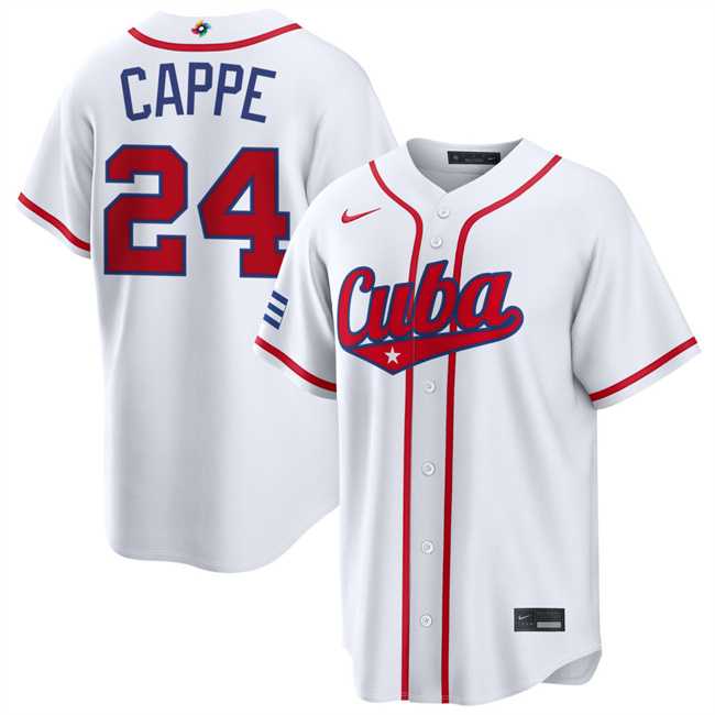 Mens Cuba Baseball #24 Yiddi Cappe White 2026 World Baseball Classic Home Stadium Stitched Jersey