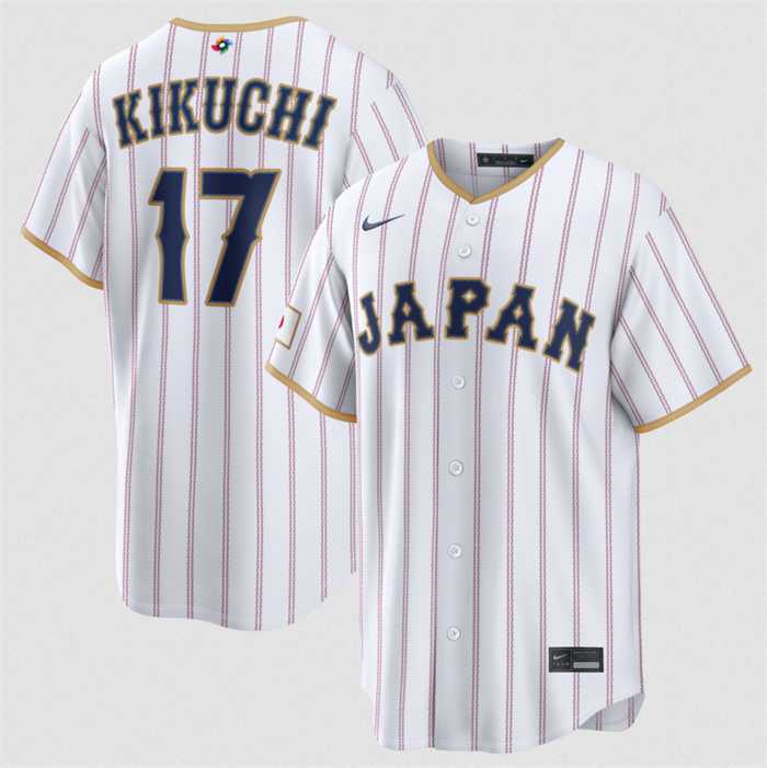 Mens Japan Baseball #17 Yusei Kikuchi White 2026 World Baseball Classic Home Stadium Stitched Jersey