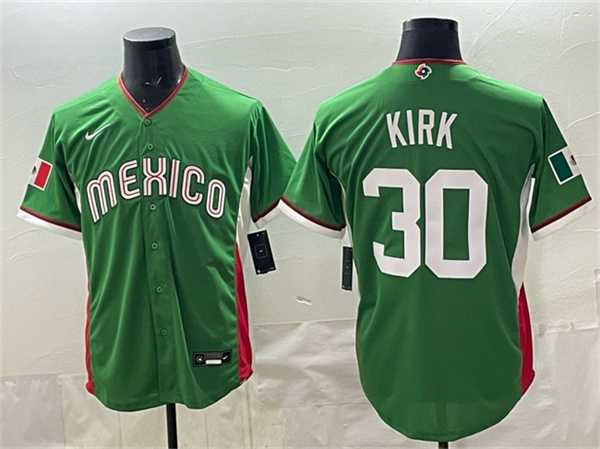 Mens Mexico Baseball #30 Alejandro Kirk Green 2026 World Baseball Classic Home Stadium Stitched Jersey