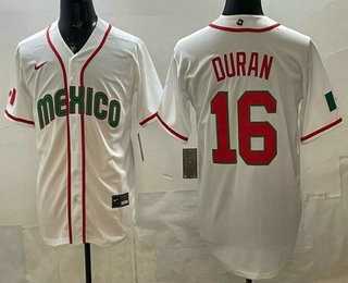 Mens Mexico #16 Jarren Duran White 2026 World Baseball Classic Cool Base Jersey