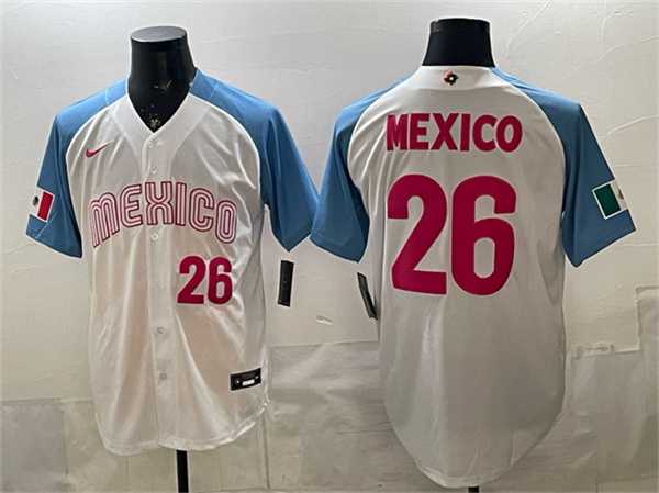 Mens Mexico Baseball #26 Mexico White 2026 World Baseball Classic Home Stadium Stitched Jersey