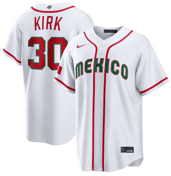 Mens Mexico Baseball #30 Alejandro Kirk White 2026 World Baseball Classic Home Stadium Stitched Jersey