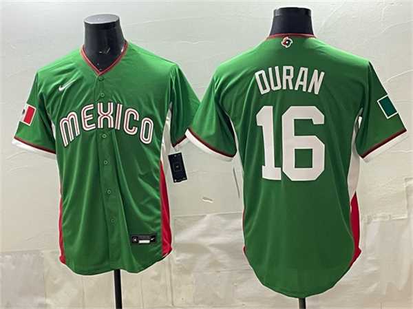 Mens Mexico Baseball #16 Jarren Duran Green 2026 World Baseball Classic Home Stadium Stitched Jersey