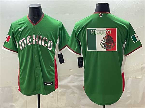 Mens Mexico Baseball Team Big Logo Green 2026 World Baseball Classic Home Stadium Stitched Jersey