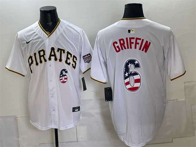 Mens Pittsburgh Pirates #6 Konnor Griffin White USA 250 Fourth of July Stitched Jersey Dzhi