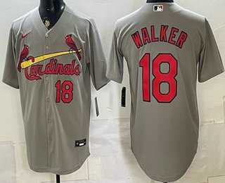 Mens St Louis Cardinals #18 Jordan Walker Grey Stitched Jersey