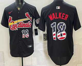 Mens St Louis Cardinals #18 Jordan Walker Black USA 250 Fourth of July Stitched Jersey Dzhi