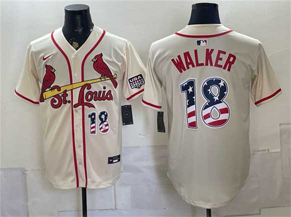 Mens St. Louis Cardinals #18 Jordan Walker Cream USA 250 Fourth of July Stitched Jersey Dzhi